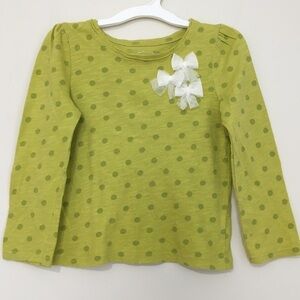 Cherokee toddler girls Tee green polka dots long sleeve crew neck T-shirt
